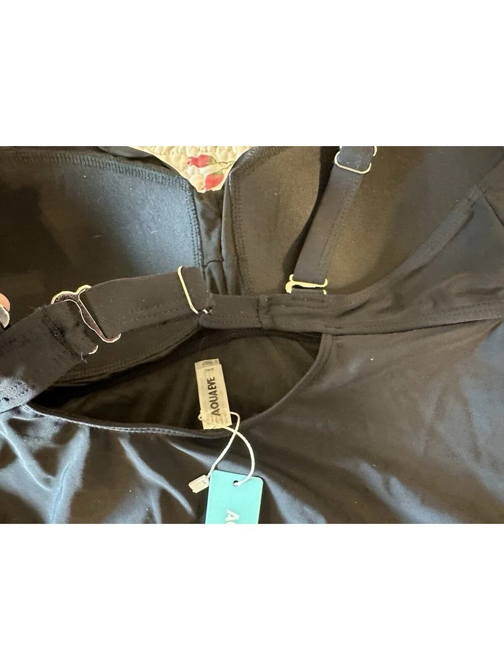 NWTS Aqua Eve Black One Piece Tummy Slimming Ruched Wide Strap Swimsuit XXL.